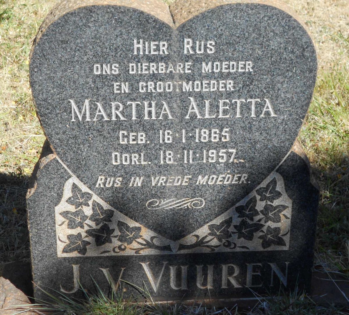 VUUREN Martha Aletta, J. v. 1865-1957