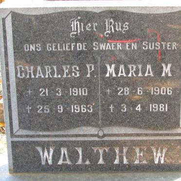 WALTHEW Charles P. 1910-1963 &amp; Maria M. 1906-1981