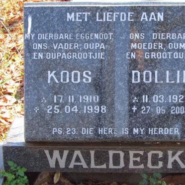 WALDECK Koos 1910-1998 &amp; Dollie 1926-2004