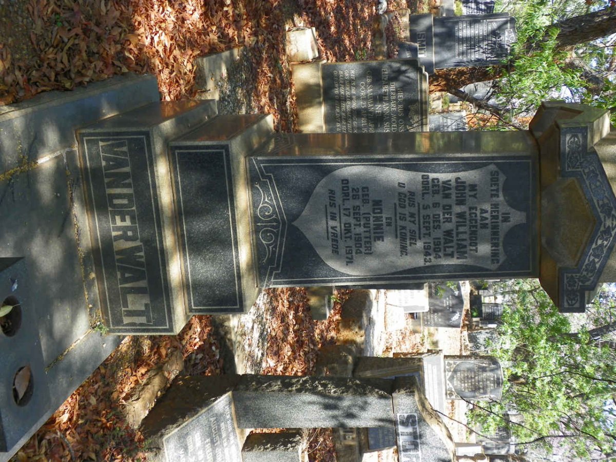 WALT John William, van der 1904-1943 &amp; Nonnie PUTTER 1904-1971