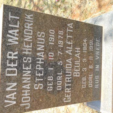 WALT Johannes Hendrik Stephanus, van der 1910-1978 &amp; Gertruida Aletta Beulah 1904-1991