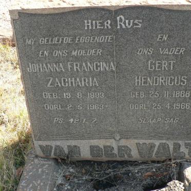 WALT Gert Hendricus, van der 1888-1966 &amp; Johanna Francina Zacharia 1893-1963