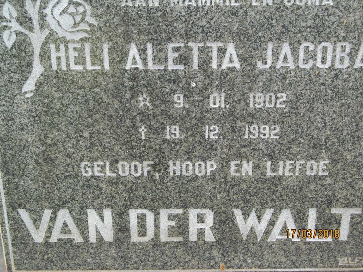 WALT Heli Aletta Jacoba, van der 1902-1992