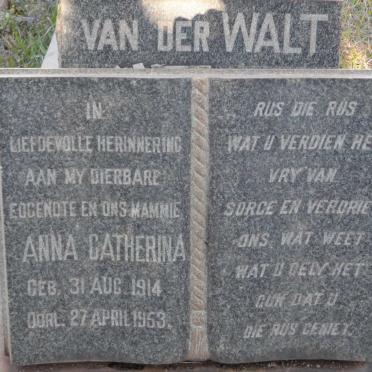 WALT Anna Catherina, van der 1914-1953