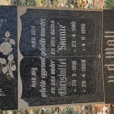 WALT Christoffel, v.d. 1910-1969 &amp; Sannie 1910-1990