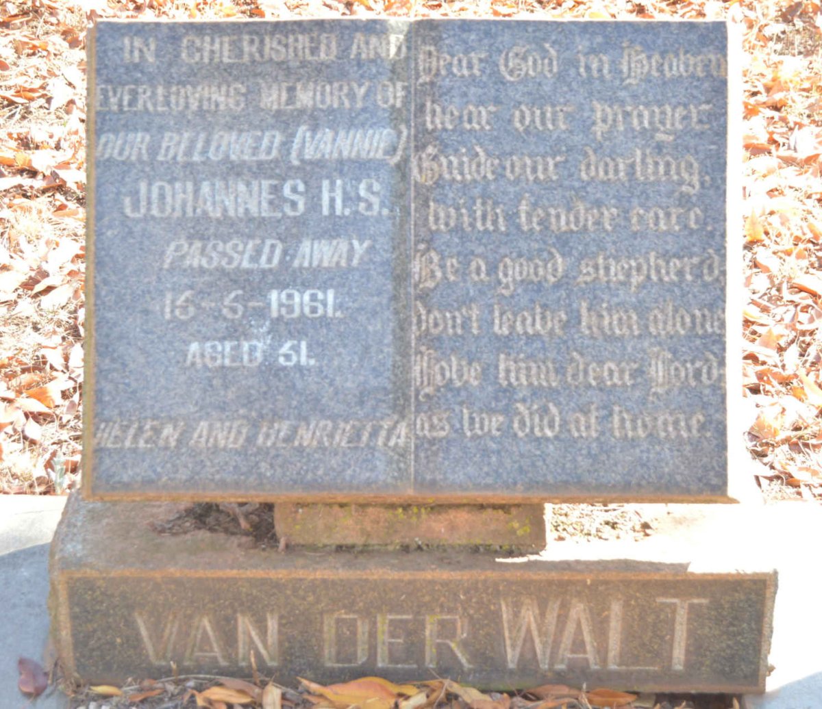 WALT Johannes H.S., van der -1961