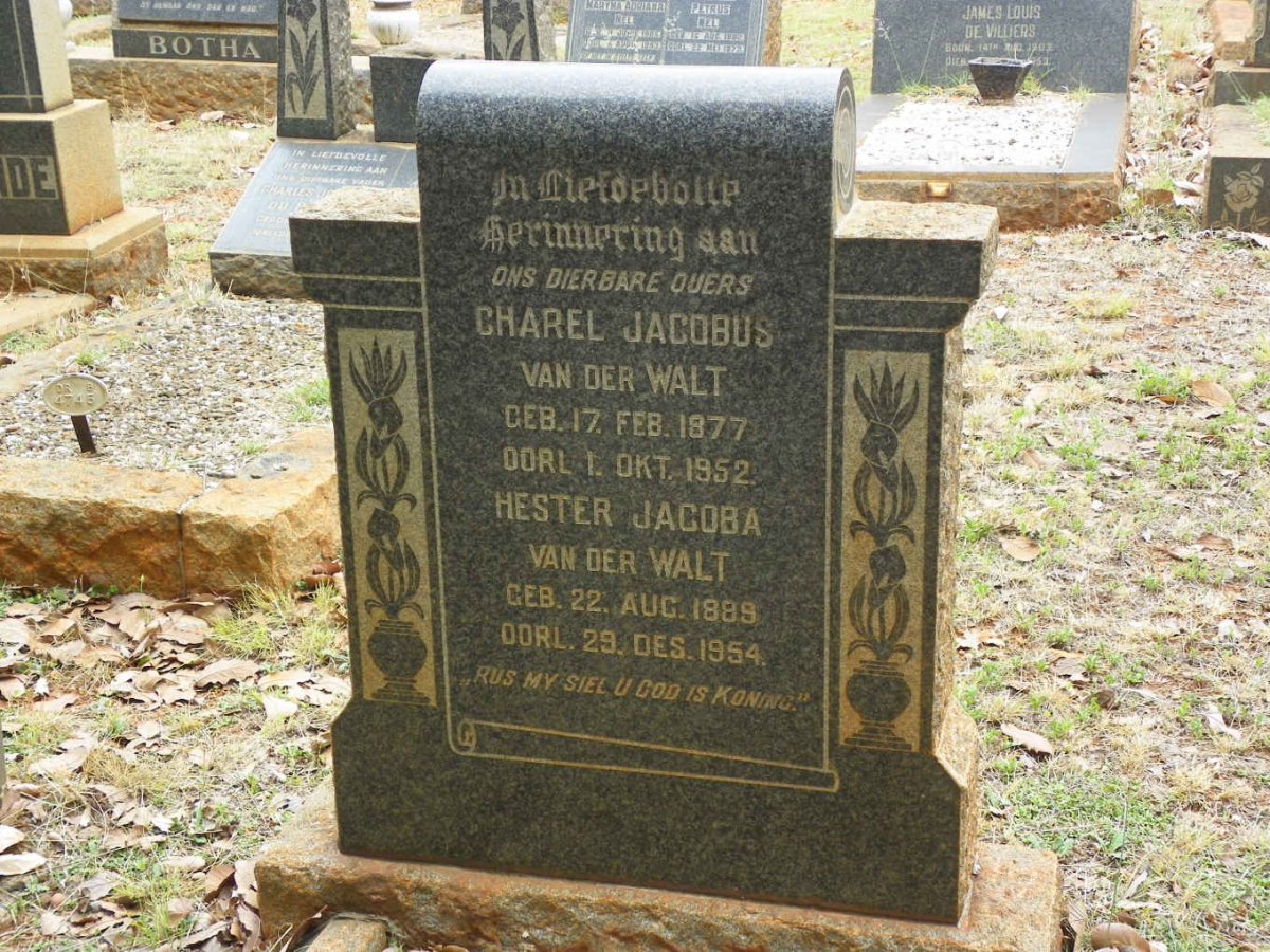 WALT Charel Jacobus, van der 1877-1952 &amp; Hester Jacoba 1889-1954