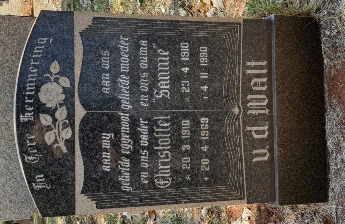 WALT Christoffel, v.d. 1910-1969 &amp; Sannie 1910-1990