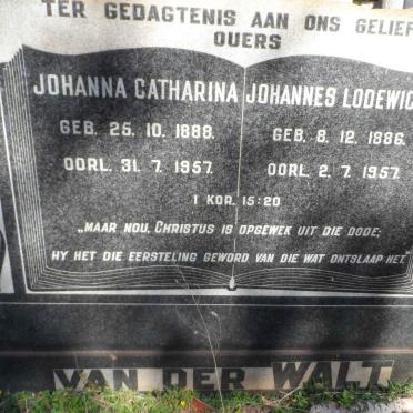 WALT Johannes Lodewicus, van der 1886-1957 &amp; Johanna Catharina 1888-1957