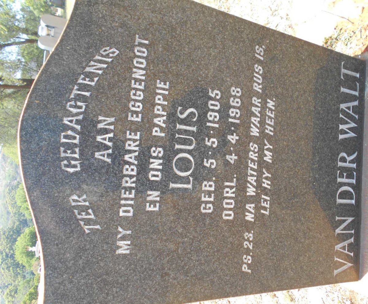 WALT Louis, van der 1905-1968