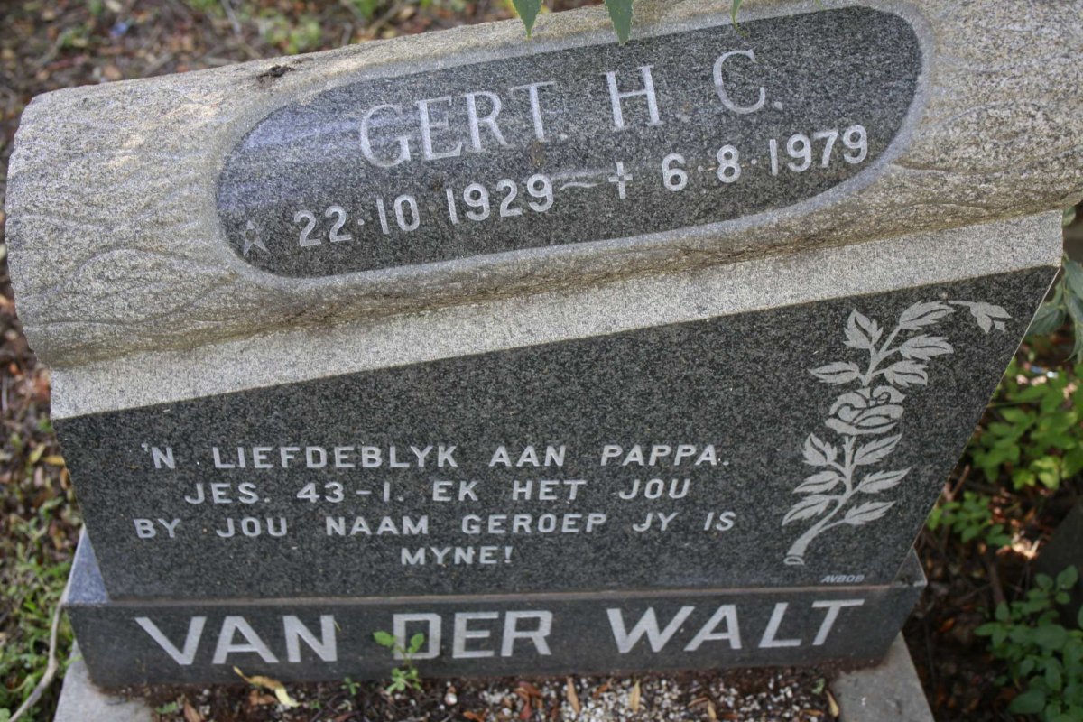 WALT Gert H.C., van der 1929-1979