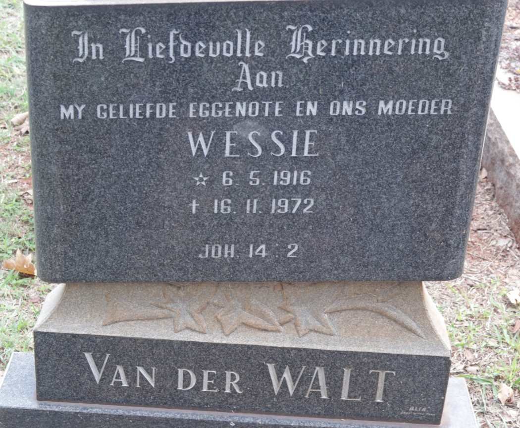 WALT Wessie, van der 1916-1972