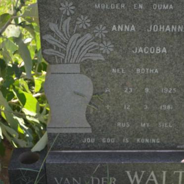 WALT Anna Johanna Jacoba, van der nee BOTHA 1925-1981
