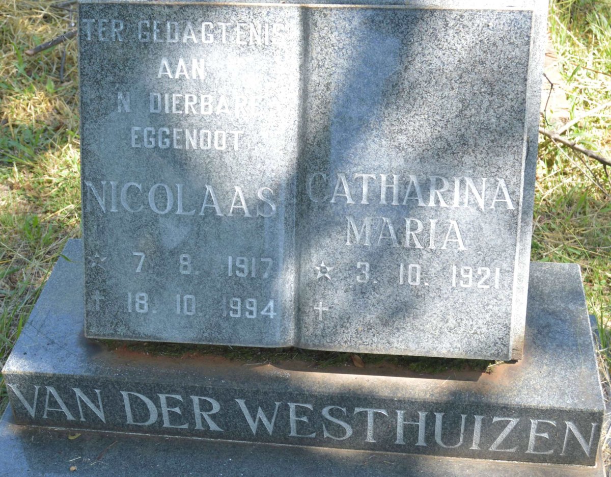 WESTHUIZEN Nicolaas, van der 1917-1994 &amp; Catharina Maria 1921-