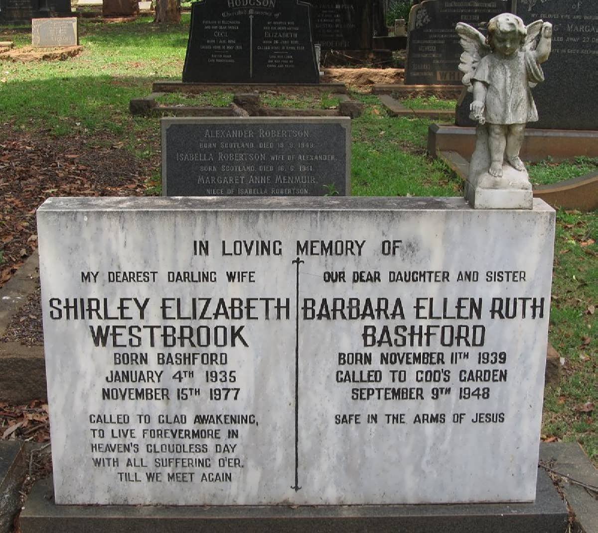 WESTBROOK Shirley Elizabeth nee BASHFORD 1935-1977 :: BASHFORD Barbara Ellen Ruth 1939-1948