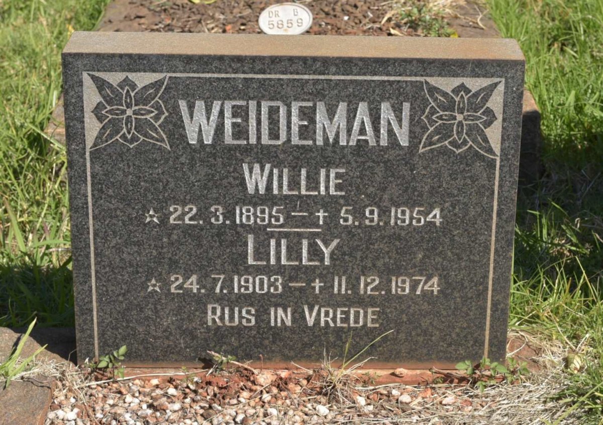 WEIDEMAN Willie 1895-1954 &amp; Lilly 1903-1974