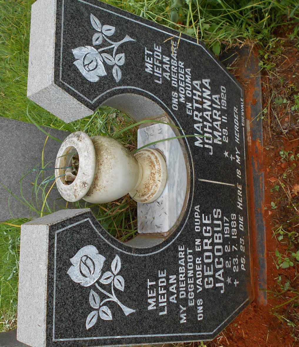 WESTHUIZEN George Jacobus, van 1917-1989 &amp; Martha Johanna Maria 1920-