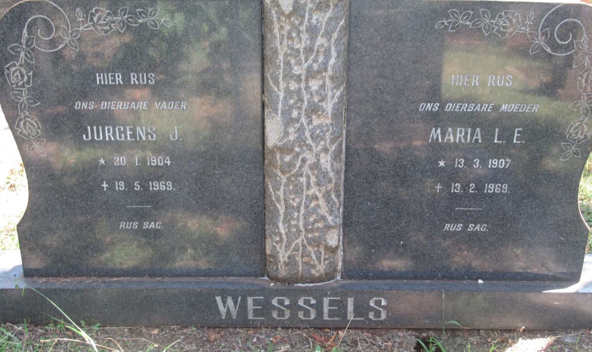 WESSELS Jurgens J. 1904-1969 &amp; Maria L.E. 1907-1969
