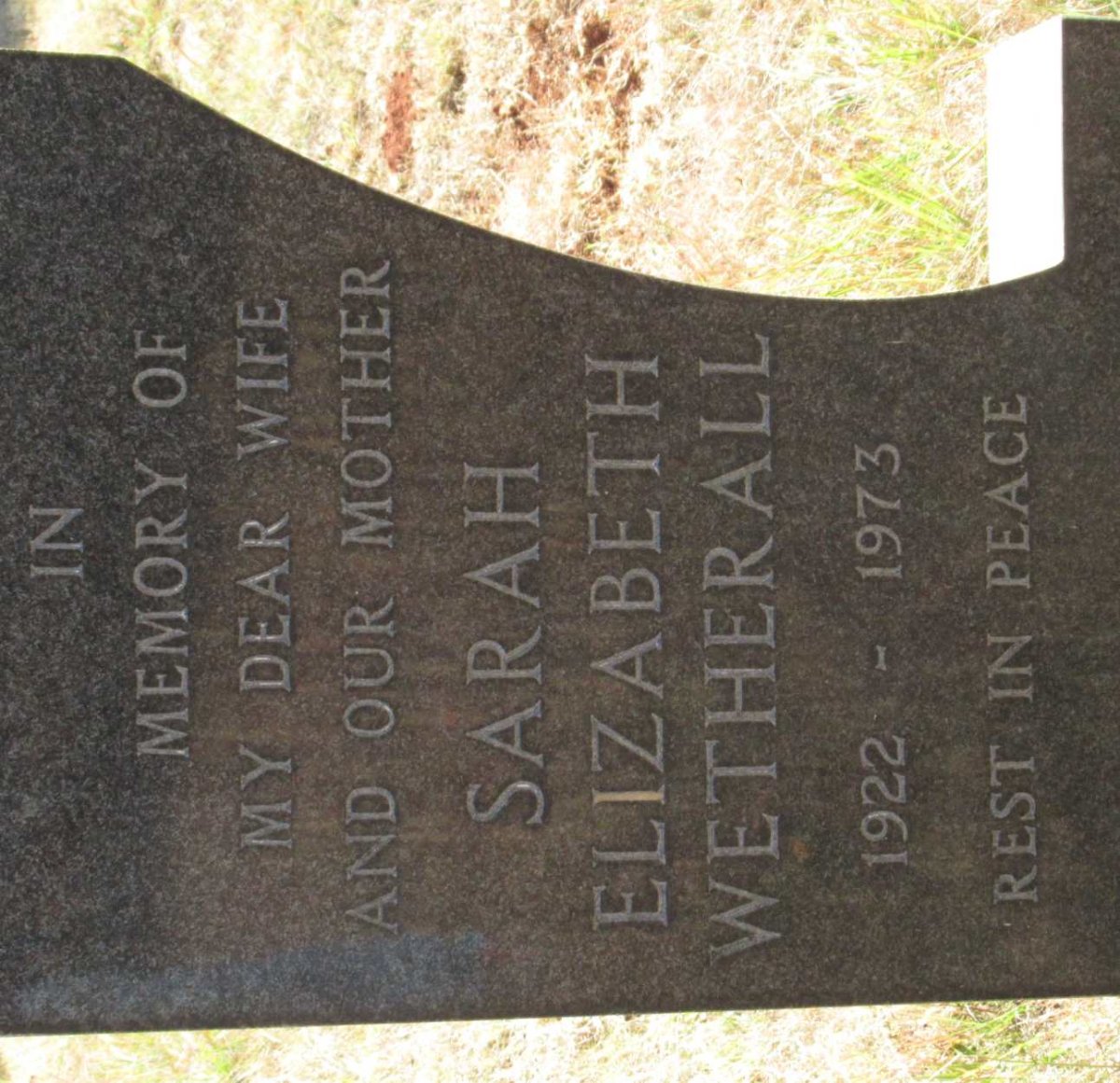 WETHERALL Sarah Elizabeth 1922-1973