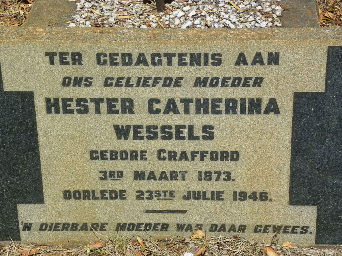 WESSELS Hester Catherina nee CRAFFORD 1873-1946