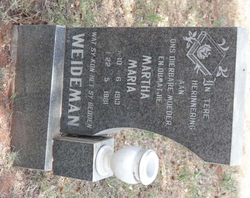 WEIDEMAN Martha Maria 1913-1981