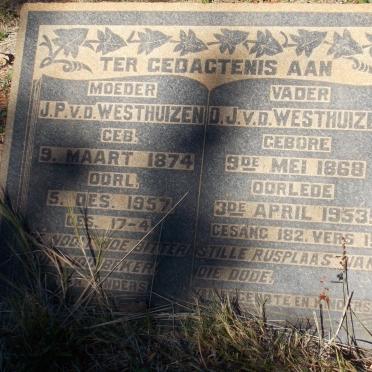 WESTHUIZEN D.J., v.d. 1868-1953 &amp; J.P. 1874-1957