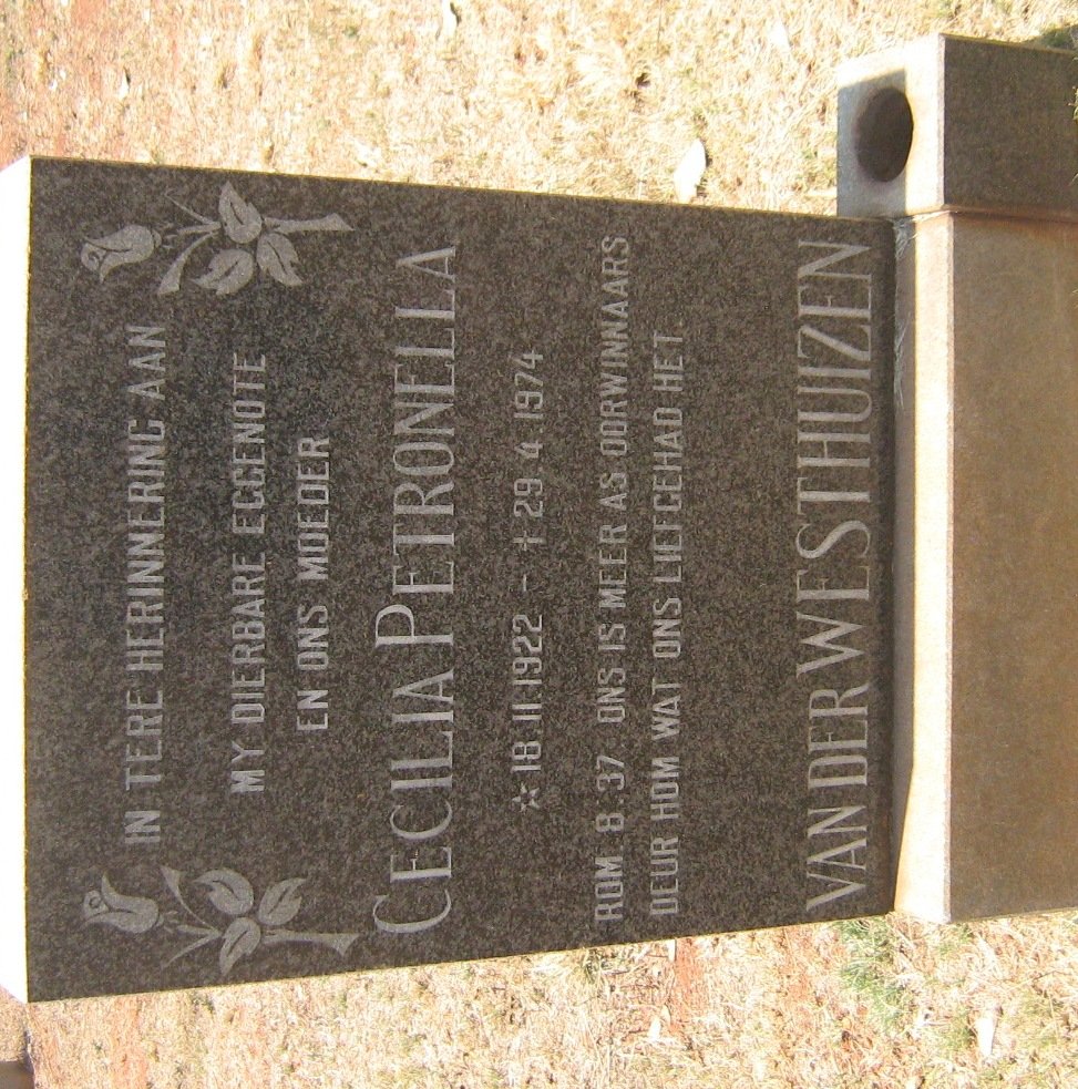 WESTHUIZEN Cecilia Petronella, van der 1922-1974