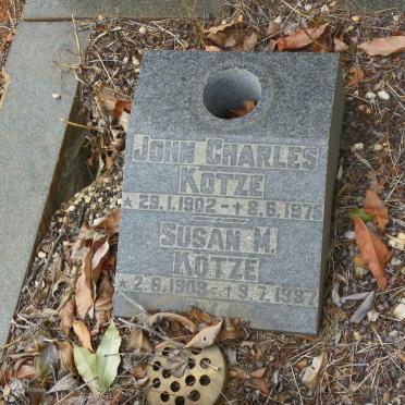 KOTZE John Charles 1902-1975 &amp; Susan M. 1908-1987