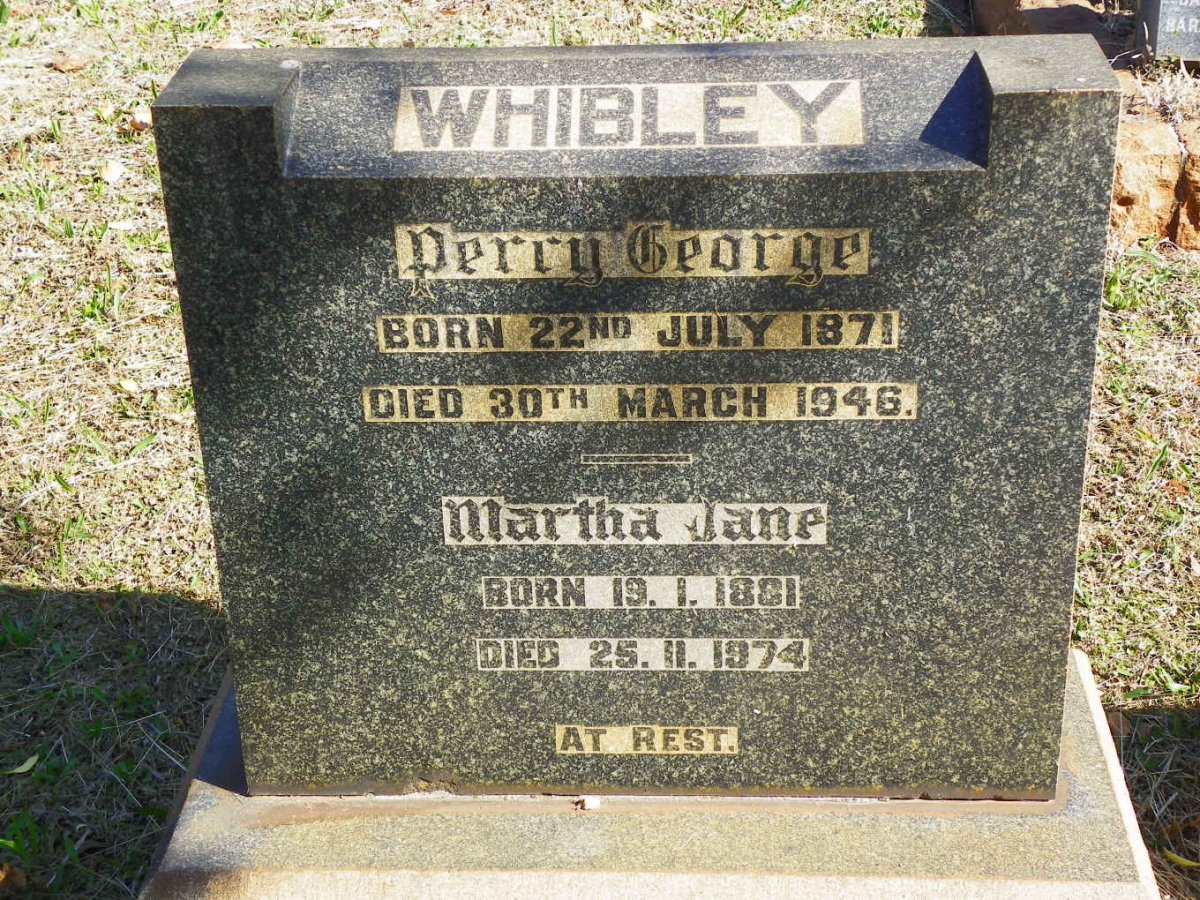 WHIBLEY Perry George 1871-1946 &amp; Martha Jane 1881-1974