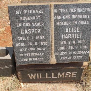 WILLEMSE Casper 1908-1970 &amp; Alice Harriet 1910-1985