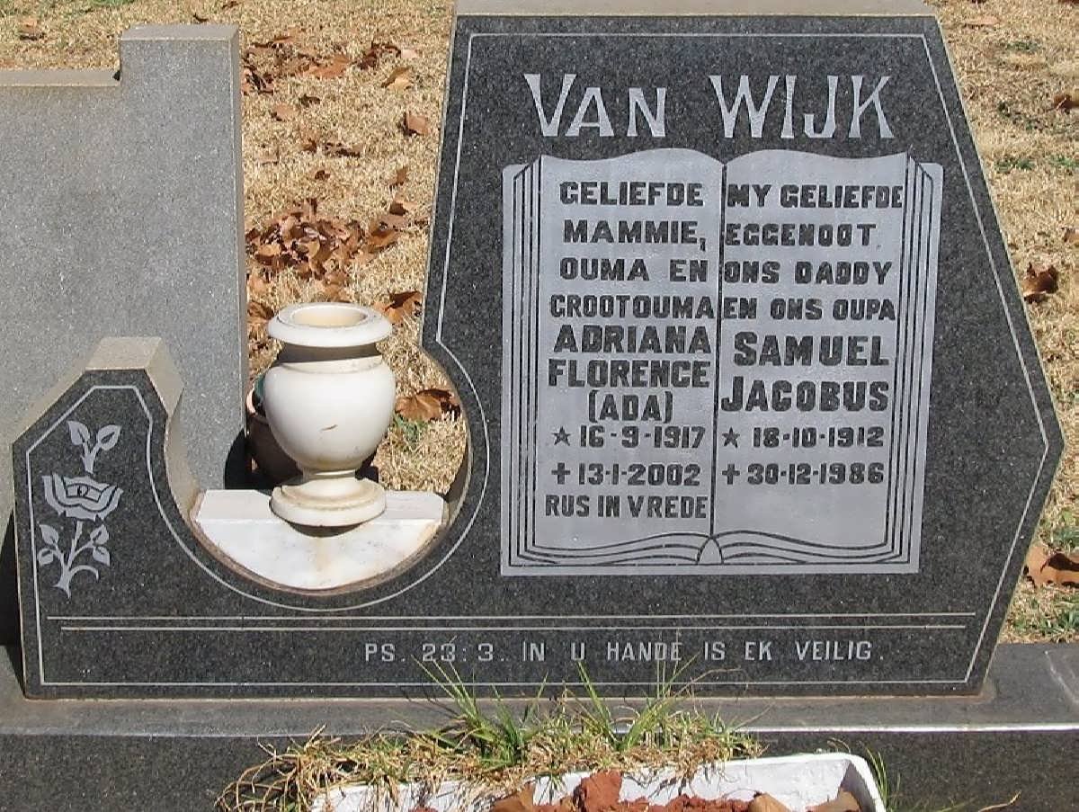 WIJK Samuel Jacobus, van 1912-1986 &amp; Adriana Florence 1917-2002 