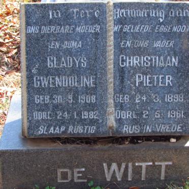WITT Christiaan Pieter, de 1898-1961 &amp; Gladys Gwendoline 1908-1982