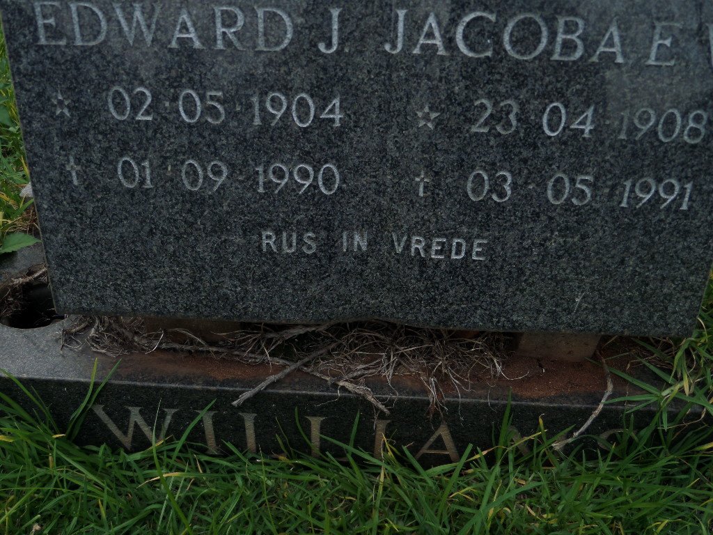 WILLIAMS Edward J. 1904-1990 &amp; Jacoba E.W. 1908-1991