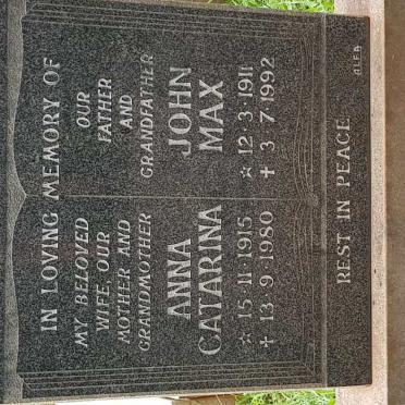 WINTER John Max 1911-1992 &amp; Anna Catharina 1915-1980