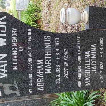 WIJK Abraham Marthinus, van 1928-1978 &amp; Magdalena Jacomina 1925-2003