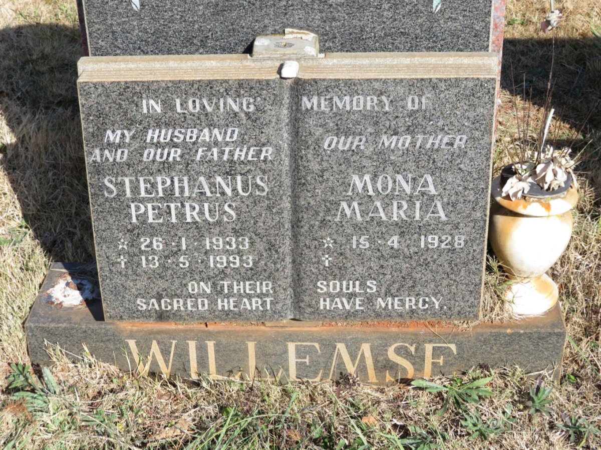 WILLEMSE Stephanus Petrus 1933-1993 &amp; Mona Maria 1928-