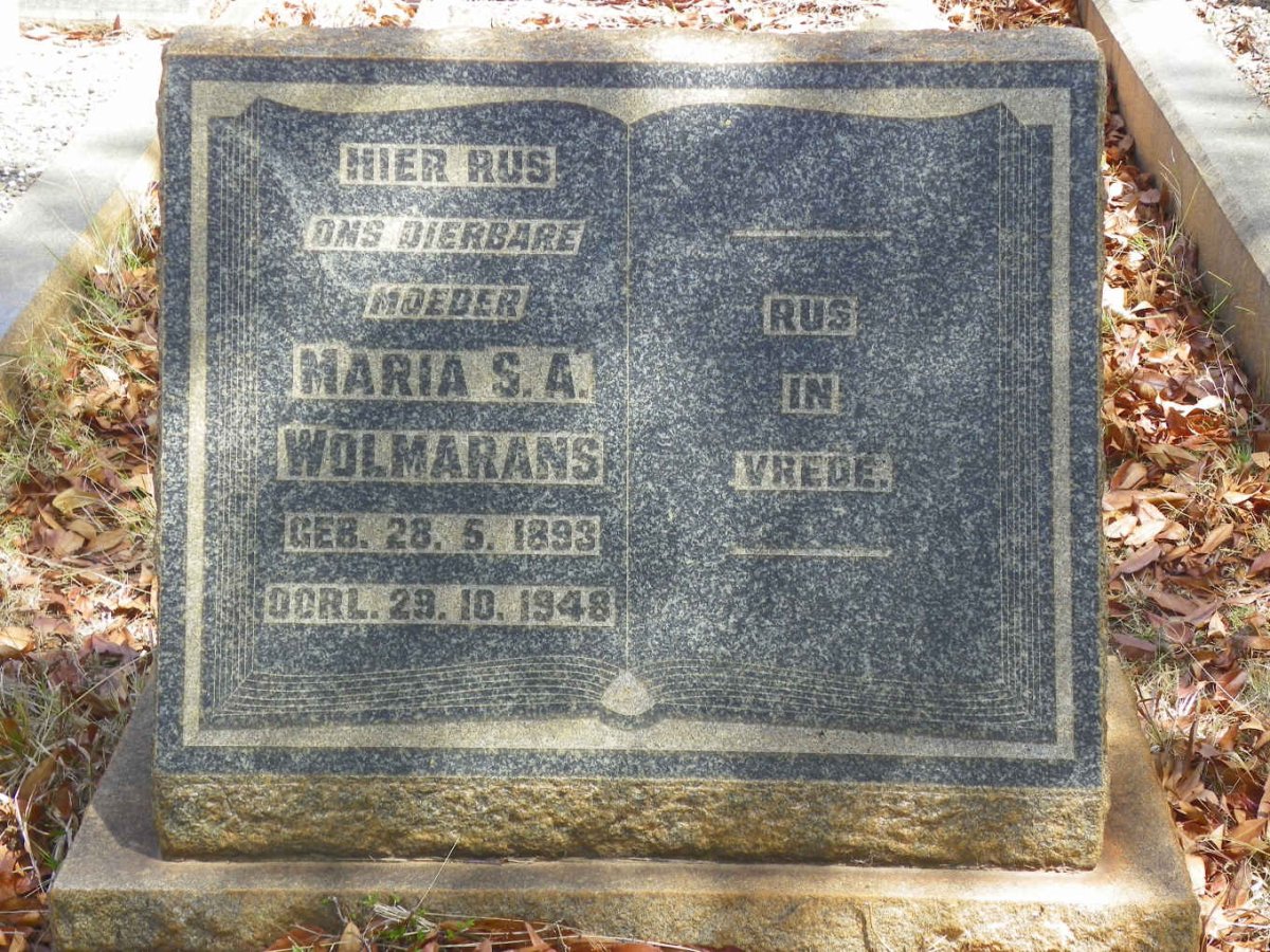 WOLMARANS Maria S.A. 1893-1948