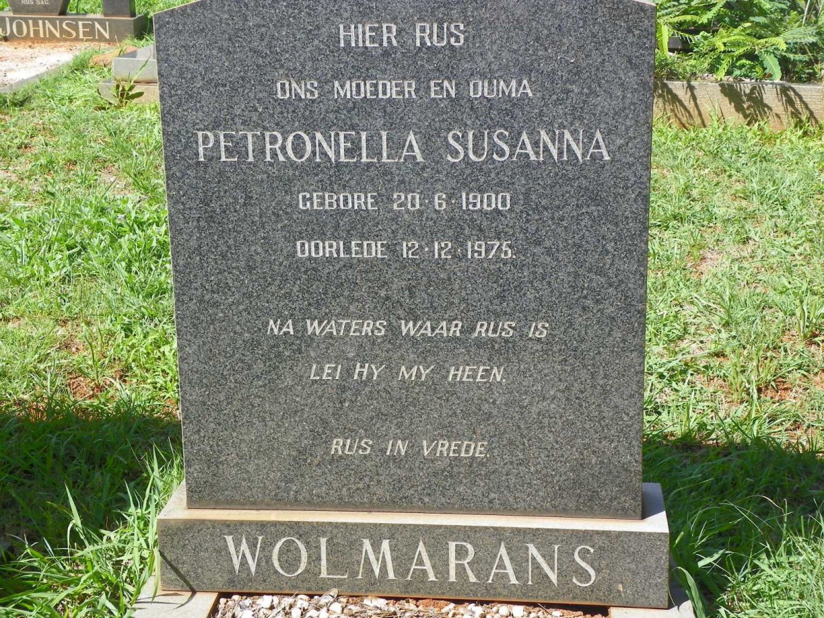 WOLMARANS Petronella Susanna 1900-1975