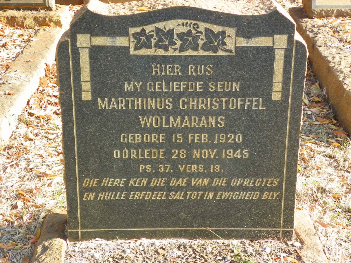 WOLMARANS Marthinus Christoffel 1920-1945