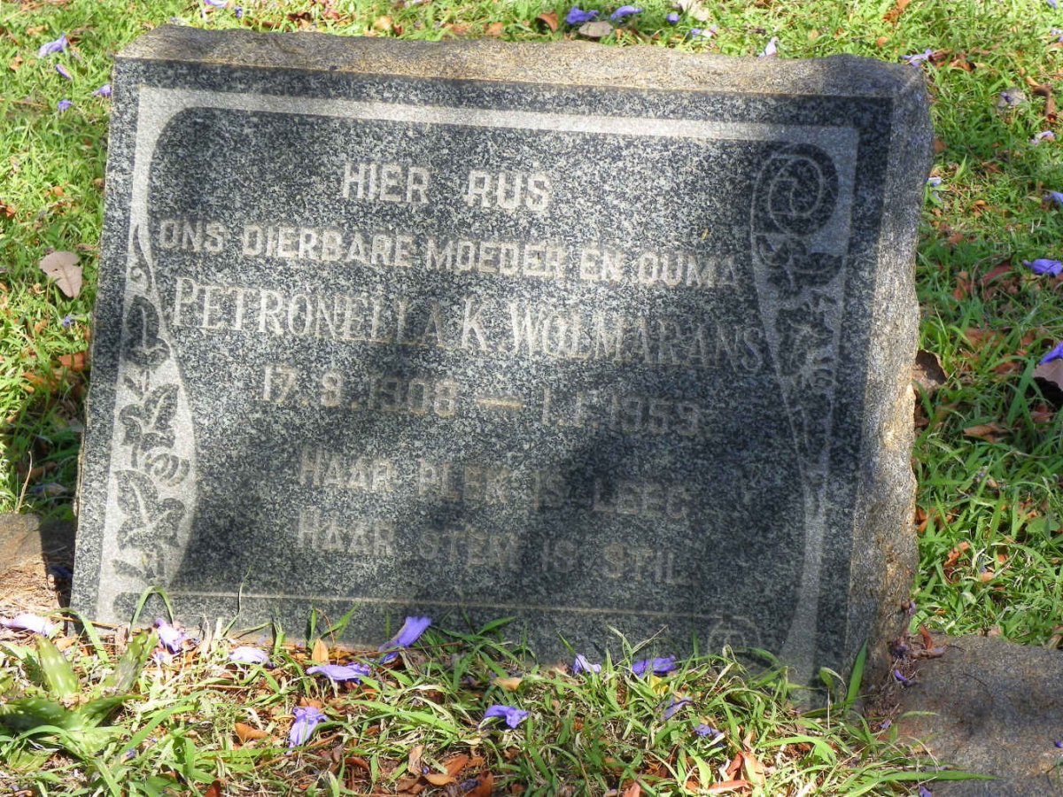 WOLMARANS Petronella K. 1908-1959