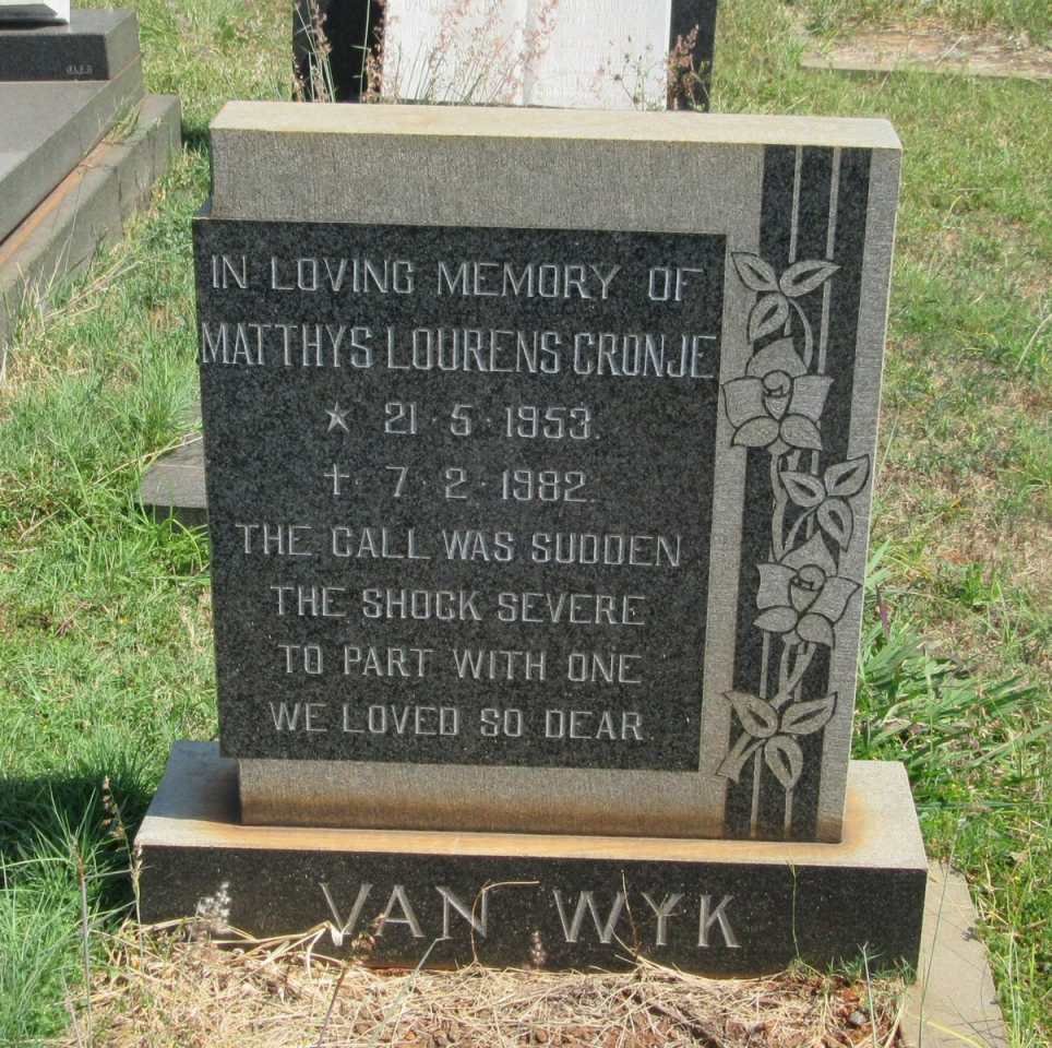 WYK Matthys Lourens Cronje, van 1953-1982