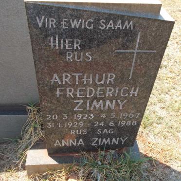 ZIMNY Arthur Frederich 1923-1967 &amp; Anna 1929-1988