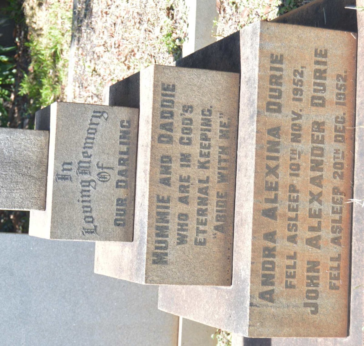 DURIE John Alexander -1952 &amp; Andra Alexina -1952
