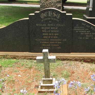OCHSE William Lennox 1893-1966 &amp; Matilda Agnes 1892-1948 :: van der MERWE Rocco 1915-1972