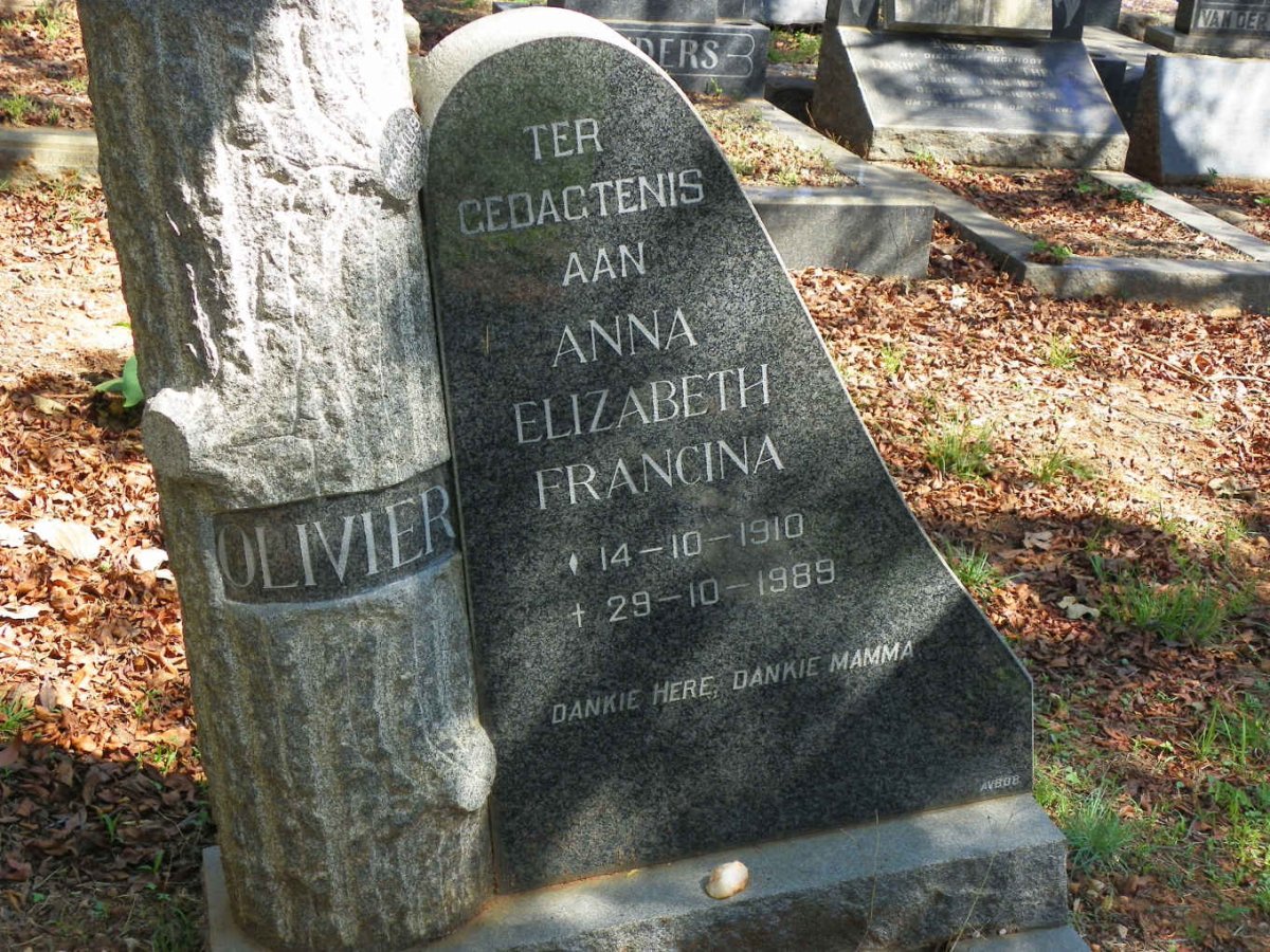 OLIVIER Anna Elizabeth Francina 1910-1989