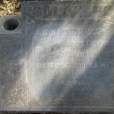 OLIVIER Martin P.J.S. 1904-1963 &amp; Maria E. COETZEE 1901-1977