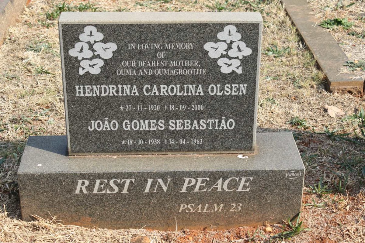 OLSEN Hendrina Carolina 1920-2000 :: SEBASTIAO Joao Gomes 1938-1963