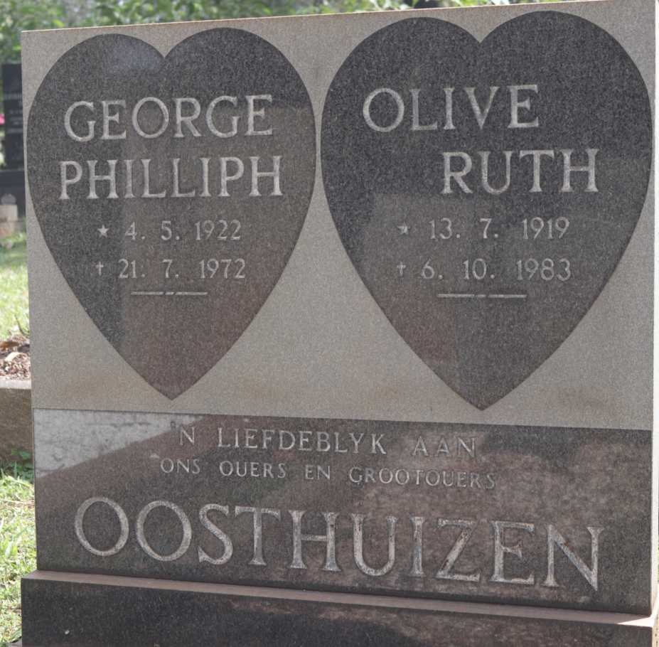 OOSTHUIZEN George Philliph 1922-1972 &amp; Olive Ruth 1919-1983
