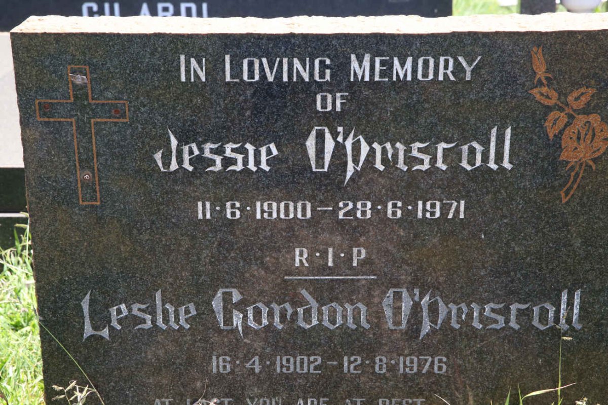 O'DRISCOLL Leslie Gordon 1902-1976 &amp; Jessie 1900-1971