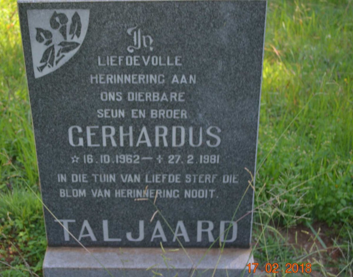TALJAARD Gerhardus 1962-1981